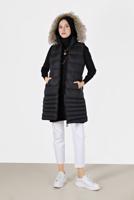 Tesettür giyim SİYAH KAPÜŞONLU FERMUARLI ŞİŞME YELEK 2004 