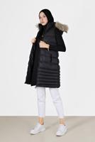 Tesettür giyim SİYAH KAPÜŞONLU FERMUARLI ŞİŞME YELEK 2004 