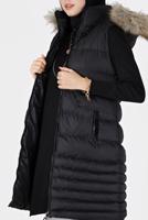 Tesettür giyim SİYAH KAPÜŞONLU FERMUARLI ŞİŞME YELEK 2004 