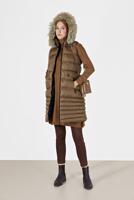 Tesettür giyim TABA KAPÜŞONLU FERMUARLI ŞİŞME YELEK 2004 