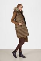 Tesettür giyim TABA KAPÜŞONLU FERMUARLI ŞİŞME YELEK 2004 