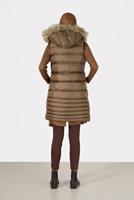 Tesettür giyim TABA KAPÜŞONLU FERMUARLI ŞİŞME YELEK 2004 