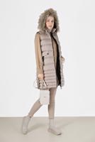 Tesettür giyim BEJ KAPÜŞONLU FERMUARLI ŞİŞME YELEK 2004 