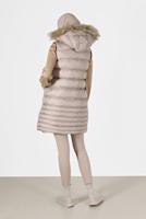 Tesettür giyim BEJ KAPÜŞONLU FERMUARLI ŞİŞME YELEK 2004 