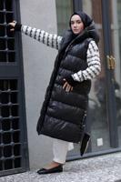 Tesettür giyim SİYAH CEP DETAYLI KAPÜŞONLU ŞİŞME YELEK 2222 