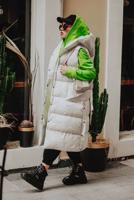 Hijab clothing ECRU POCKET DETAIL HOODED PUFFER VEST 2222 