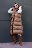 Tesettür giyim TABA CEP DETAYLI KAPÜŞONLU ŞİŞME YELEK 2222 