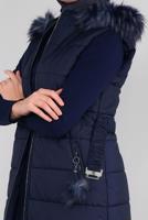 Tesettür giyim LACİVERT KEMERLİ KAPÜŞONLU ŞİŞME YELEK 90121 