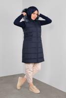 Tesettür giyim LACİVERT KAPÜŞONLU CEP DETAYLI ŞİŞME YELEK 90146 