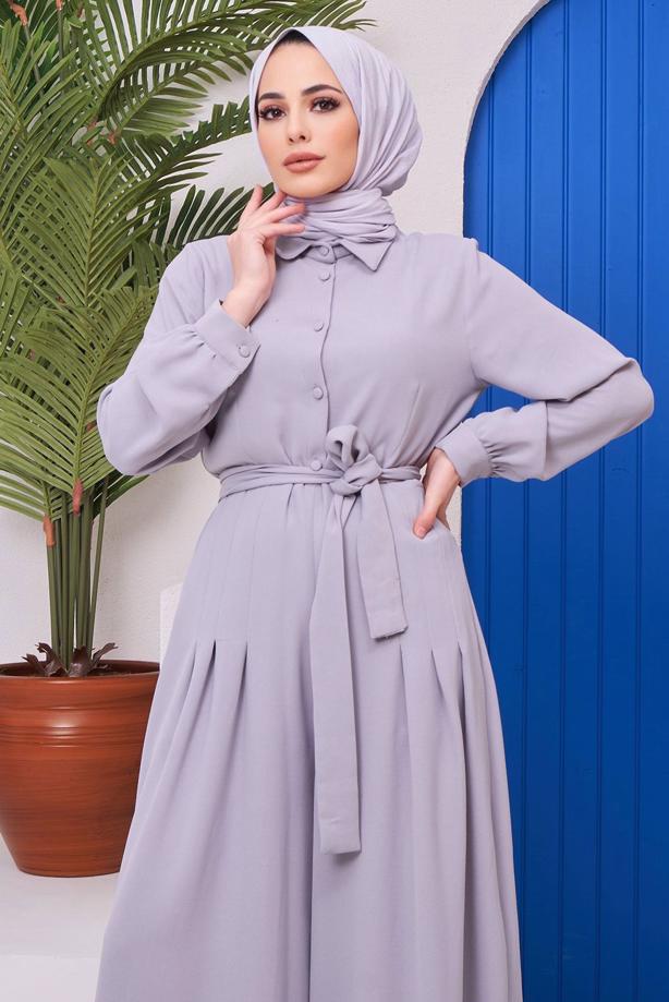 Vêtements hijab  BUTTON DETAIL BELTED OVERALLS 14051  - TRENDTESETTÜR