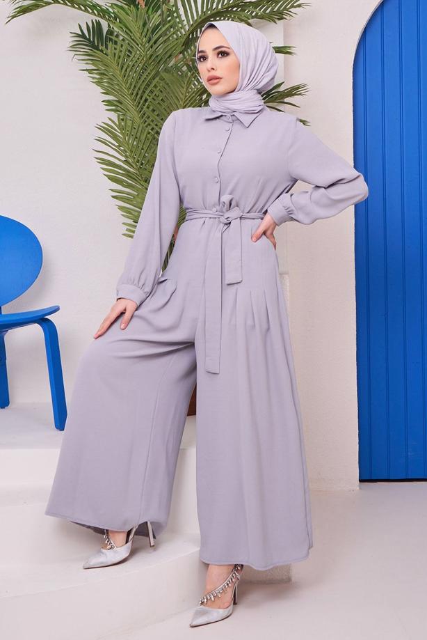 Vêtements hijab  BUTTON DETAIL BELTED OVERALLS 14051  - TRENDTESETTÜR