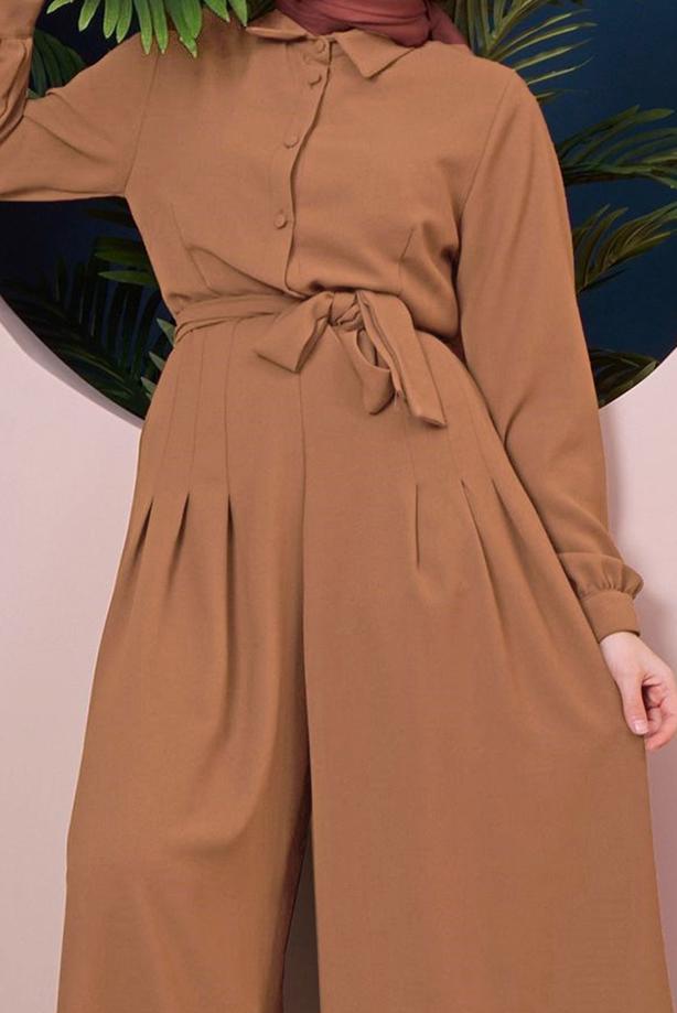 Vêtements hijab  BUTTON DETAIL BELTED OVERALLS 14051  - TRENDTESETTÜR