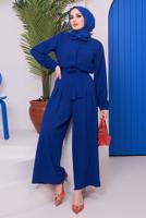 Hijab clothing NAVY BLUE BUTTON DETAIL BELTED OVERALLS 14051 