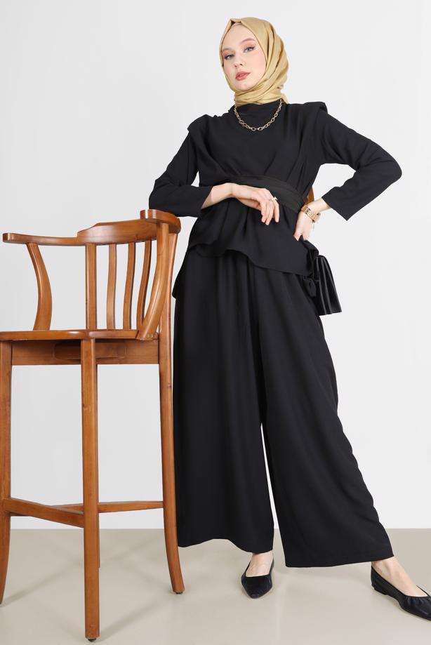Vêtements hijab  BELTED PADDED 2-PIECE PANTS SUIT 6900  - TRENDTESETTÜR