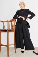 Hijab clothing BLACK BELTED PADDED 2-PIECE PANTS SUIT 6900 