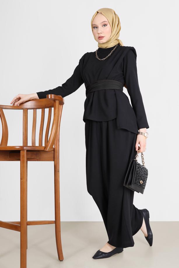 Vêtements hijab  BELTED PADDED 2-PIECE PANTS SUIT 6900  - TRENDTESETTÜR