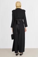 Hijab clothing BLACK BELTED PADDED 2-PIECE PANTS SUIT 6900 