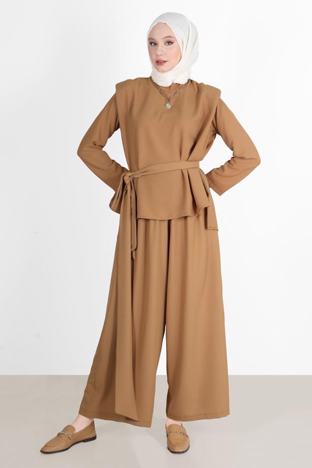 Vêtements hijab  BELTED PADDED 2-PIECE PANTS SUIT 6900  - TRENDTESETTÜR