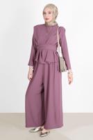 Hijab clothing PINK BELTED PADDED 2-PIECE PANTS SUIT 6900 