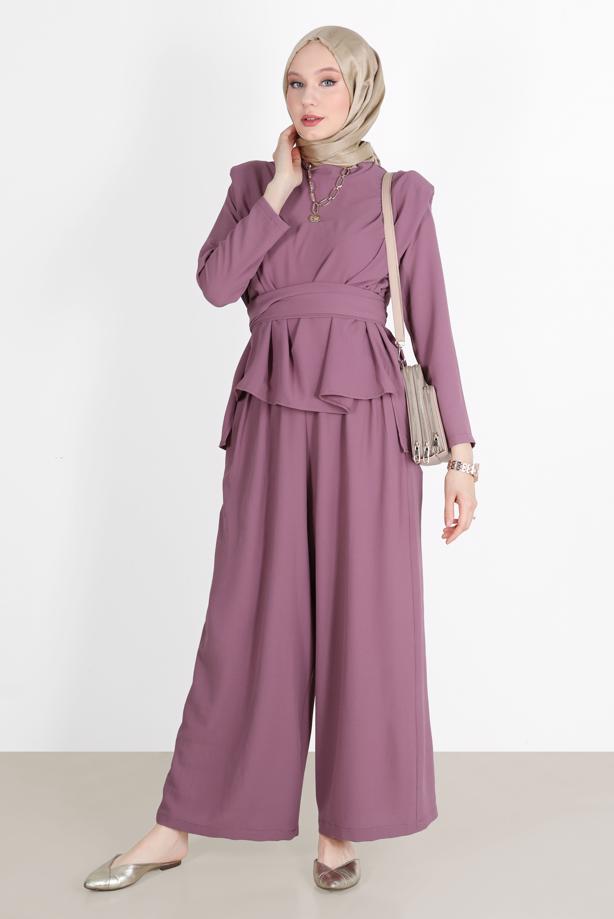 Vêtements hijab  BELTED PADDED 2-PIECE PANTS SUIT 6900  - TRENDTESETTÜR