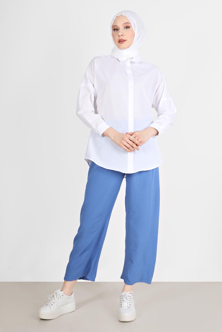 Hijab clothing WHITE BUTTONED BASIC TUNIC 3900 