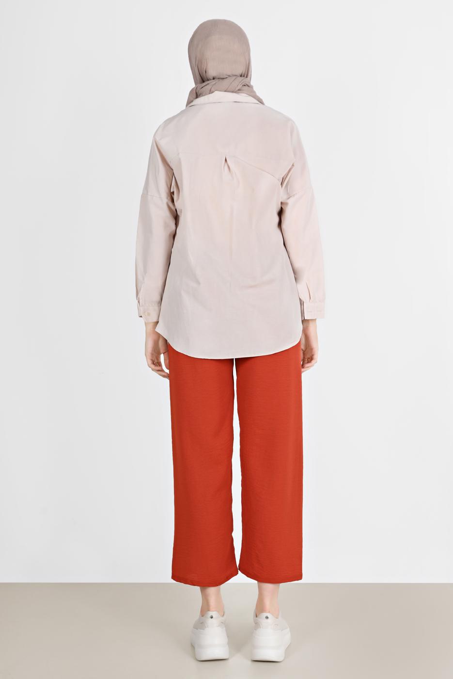 Hijab clothing BEIGE BUTTONED BASIC TUNIC 3900 