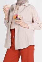 Hijab clothing BEIGE BUTTONED BASIC TUNIC 3900 