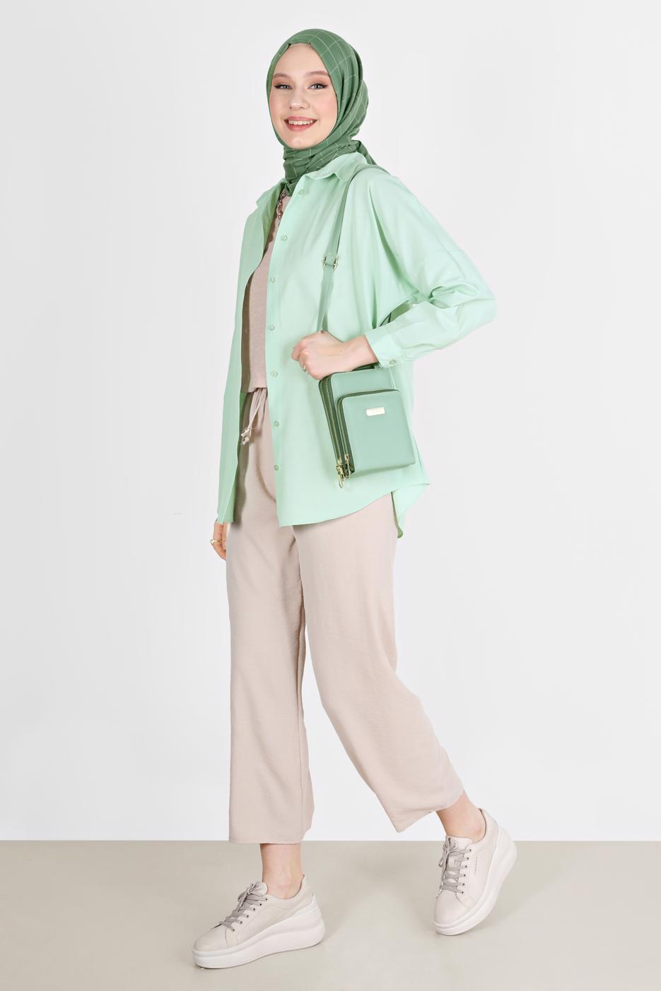 Vêtements hijab VERT TUNIQUE BASIQUE BOUTONNÉE 3900