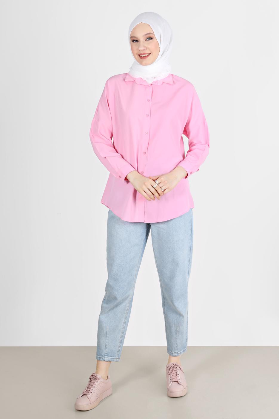 Hijab clothing PINK BUTTONED BASIC TUNIC 3900 