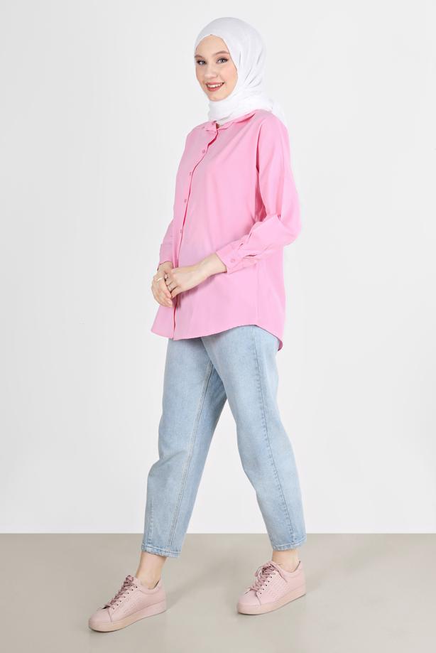 Hijab clothing  BUTTONED BASIC TUNIC 3900  - TRENDTESETTÜR