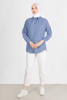 Hijab clothing NAVY BLUE BUTTONED BASIC TUNIC 3900 