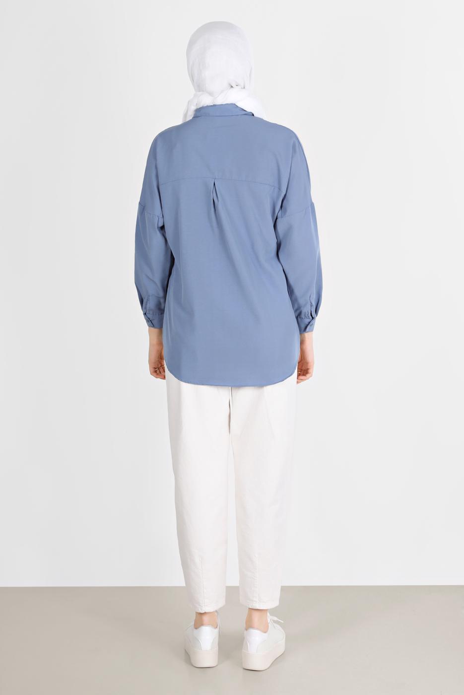 Hijab clothing NAVY BLUE BUTTONED BASIC TUNIC 3900 