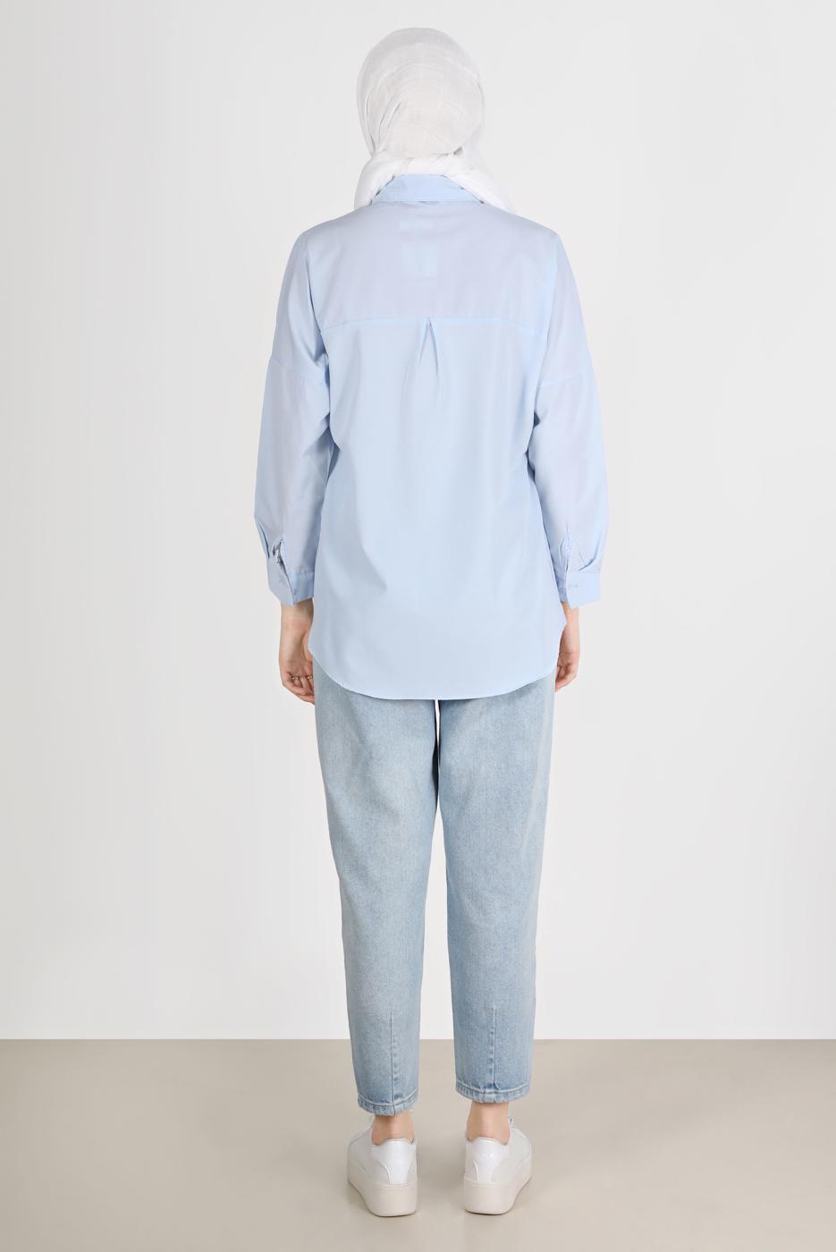 Hijab clothing BLUE BUTTONED BASIC TUNIC 3900 