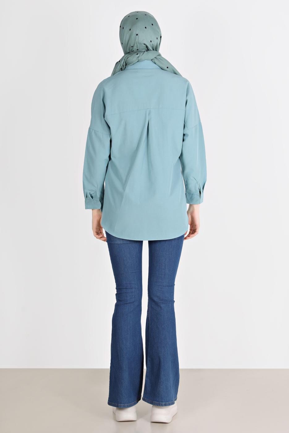 Hijab clothing GREEN BUTTONED BASIC TUNIC 3900 