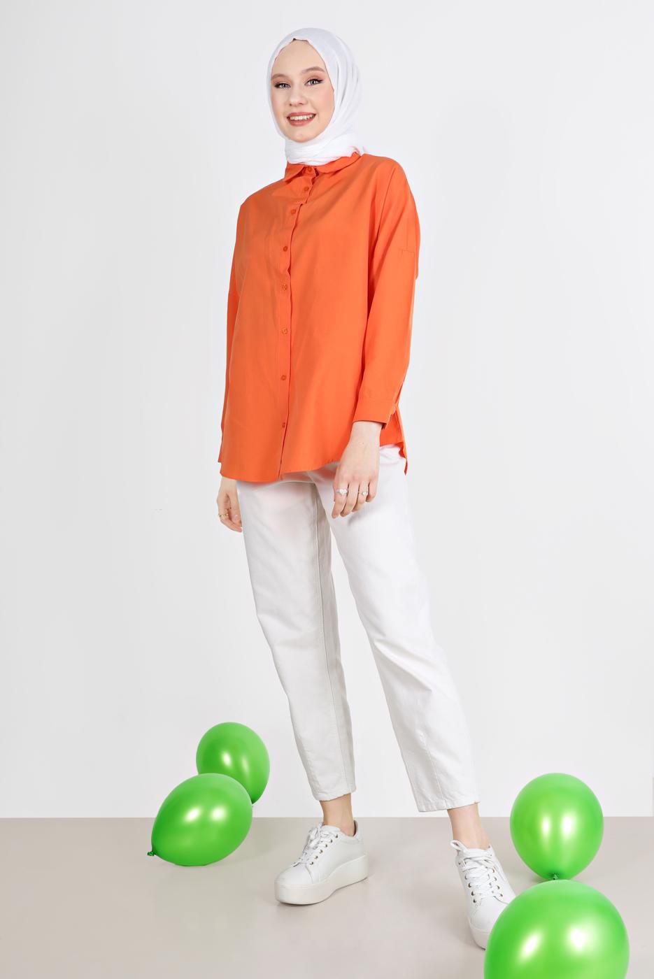 Hijab clothing ORANGE BUTTONED BASIC TUNIC 3900 