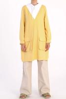 Tesettür giyim SARI CEP DETAYLI KAPÜŞONLU 2-RENK TUNİK 50125 