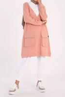 Tesettür giyim PUDRA CEP DETAYLI KAPÜŞONLU 2-RENK TUNİK 50125 