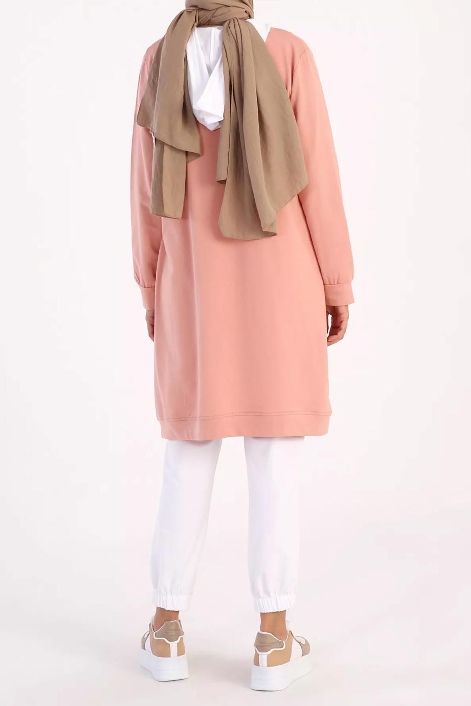 Tesettür giyim PUDRA CEP DETAYLI KAPÜŞONLU 2-RENK TUNİK 50125 