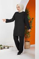 Tesettür giyim SİYAH BASIC İKİLİ PANT. TRİKO TAKIM 03221 
