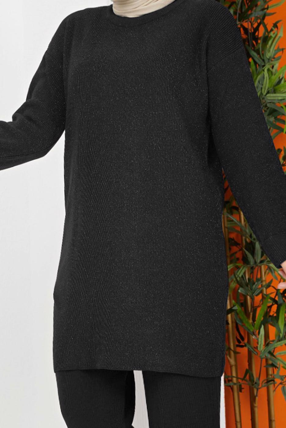 Tesettür giyim SİYAH BASIC İKİLİ PANT. TRİKO TAKIM 03221 