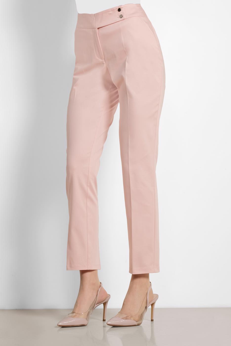 Tesettür giyim PUDRA ALVİNA ARA BEL PAMUKLU KUMAŞ PANTOLON 7552