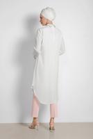 Tesettür giyim PUDRA ALVİNA ARA BEL PAMUKLU KUMAŞ PANTOLON 7552