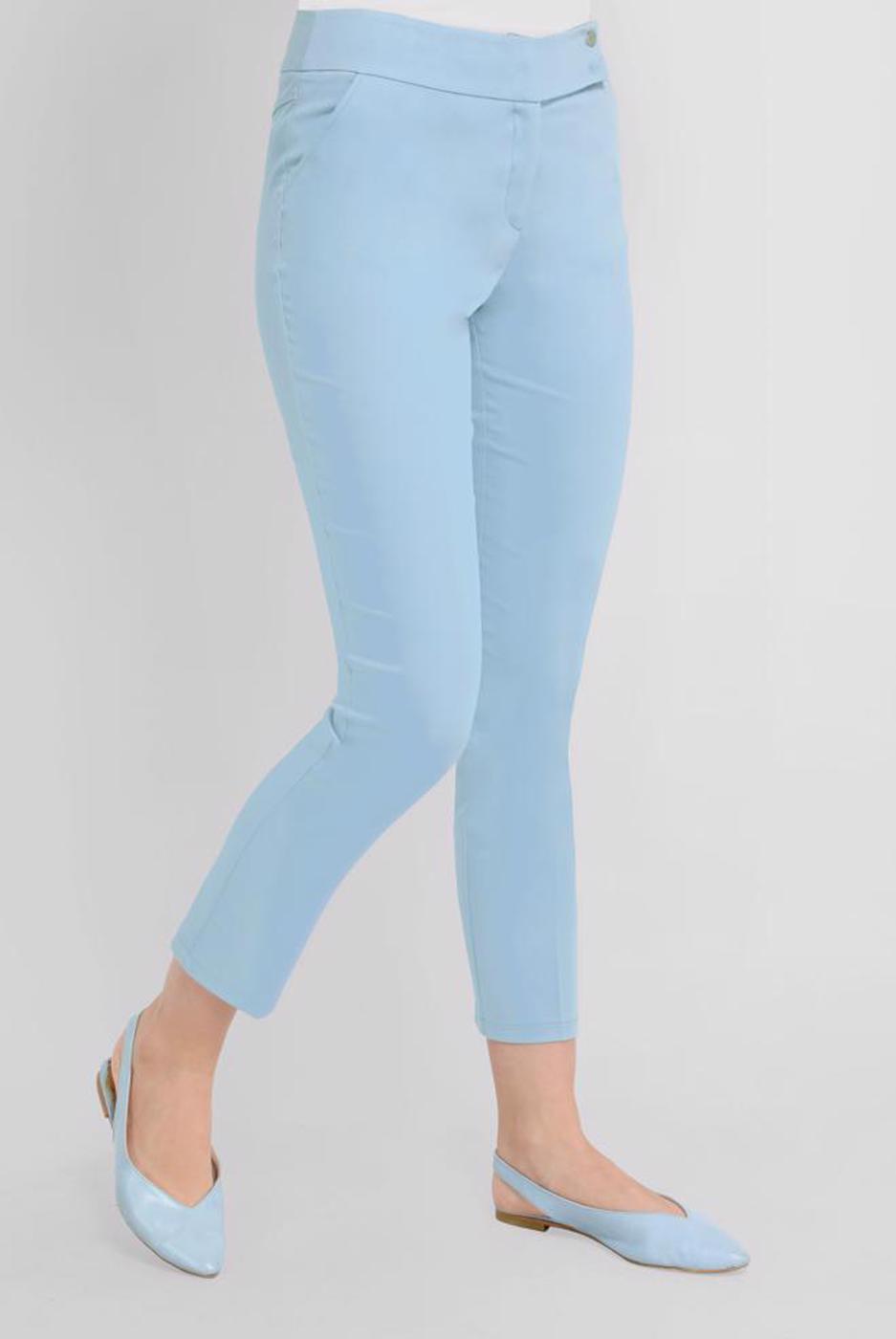 Tesettür giyim MAVİ ALVİNA ARA BEL PAMUKLU KUMAŞ PANTOLON 7552