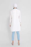 Tesettür giyim MAVİ ALVİNA ARA BEL PAMUKLU KUMAŞ PANTOLON 7552