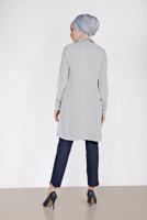 Tesettür giyim LACİVERT ALVİNA PAÇASI PUL İŞLEMELİ ARA BEL PANTOLON 7566 