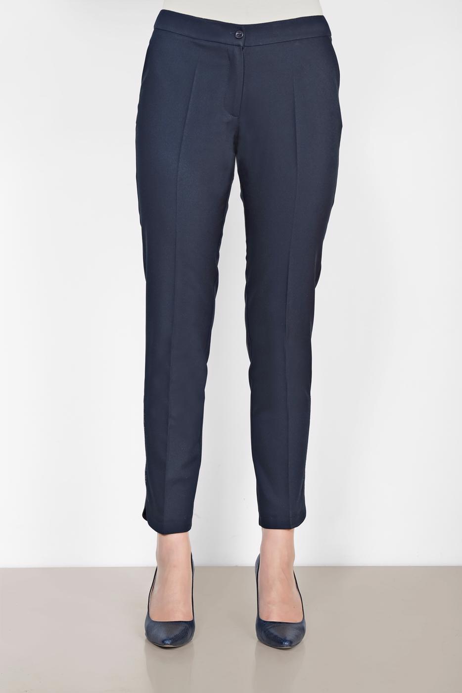 Tesettür giyim LACİVERT ALVİNA PAÇASI PUL İŞLEMELİ ARA BEL PANTOLON 7566 