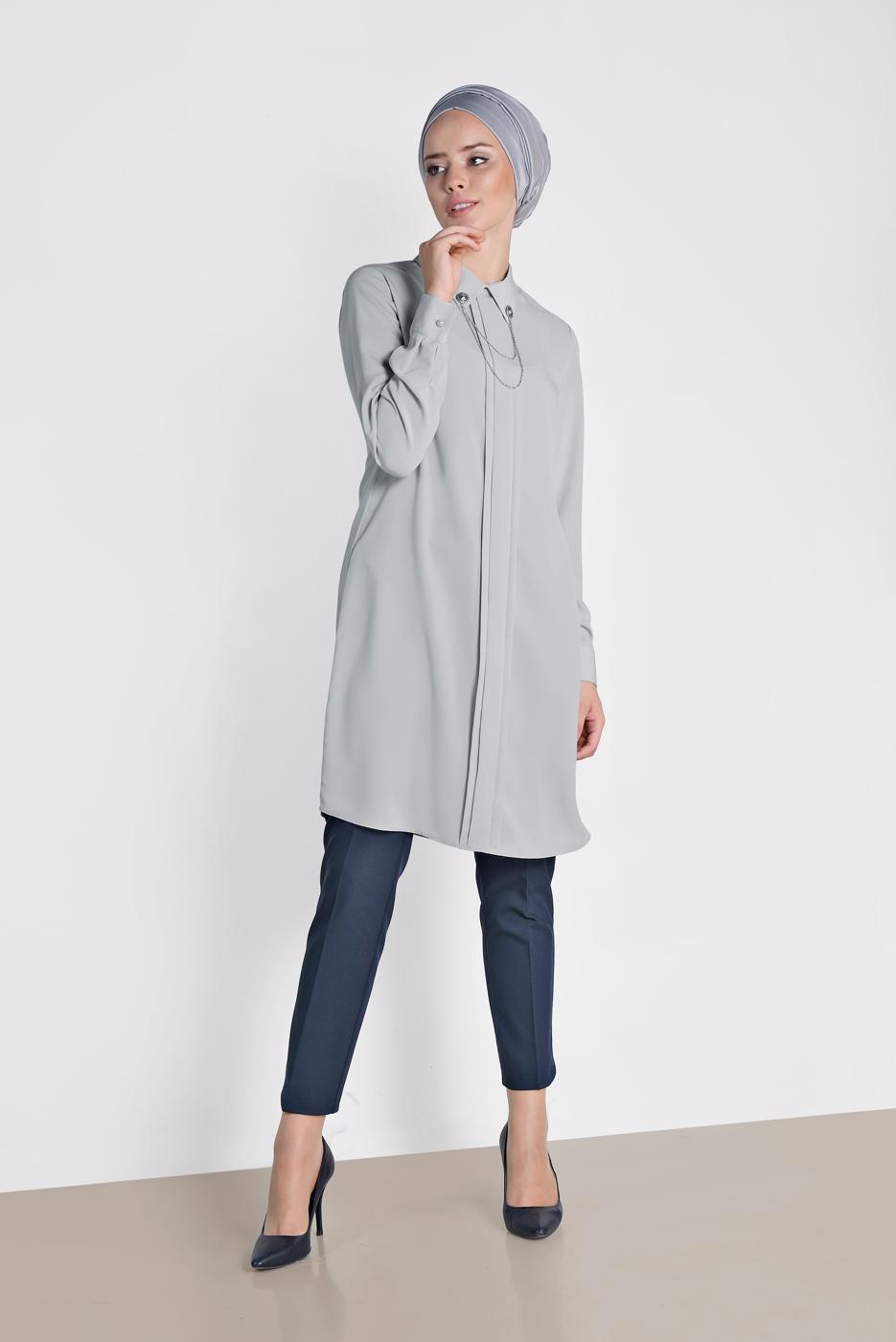 Tesettür giyim LACİVERT ALVİNA PAÇASI PUL İŞLEMELİ ARA BEL PANTOLON 7566 