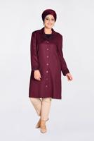 Tesettür giyim MÜRDÜM ALVİNA NAKIŞLI DÜĞMELİ TRENÇKOT 1297 