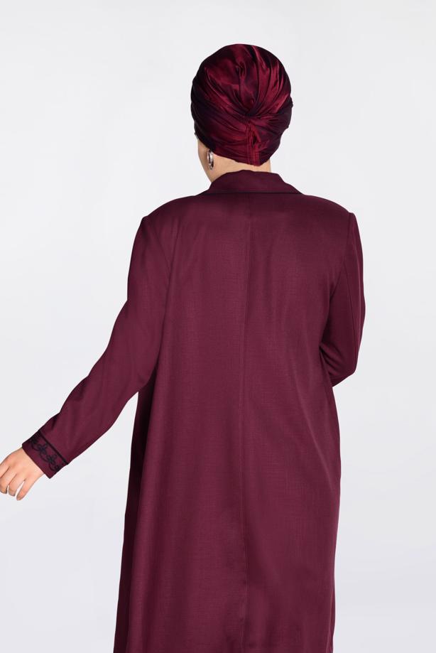 Vêtements hijab PRUNE TRENCH-COAT À BOUTONS BRODÉS ALVINA 1297 - TRENDTESETTÜR