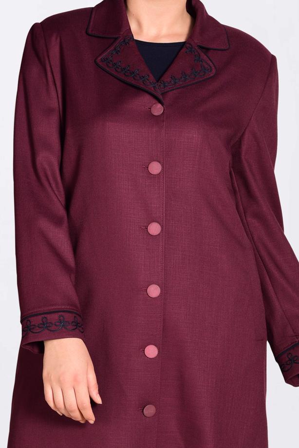 Vêtements hijab PRUNE TRENCH-COAT À BOUTONS BRODÉS ALVINA 1297 - TRENDTESETTÜR